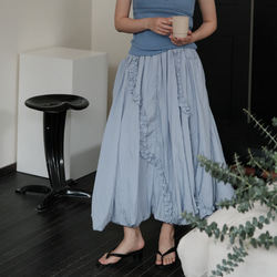 オリジナルデザイン　フリルロングスカート　バルーンスカート　裏地付き 15枚目の画像