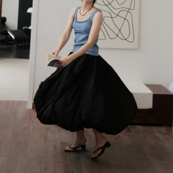 オリジナルデザイン　フリルロングスカート　バルーンスカート　裏地付き 8枚目の画像