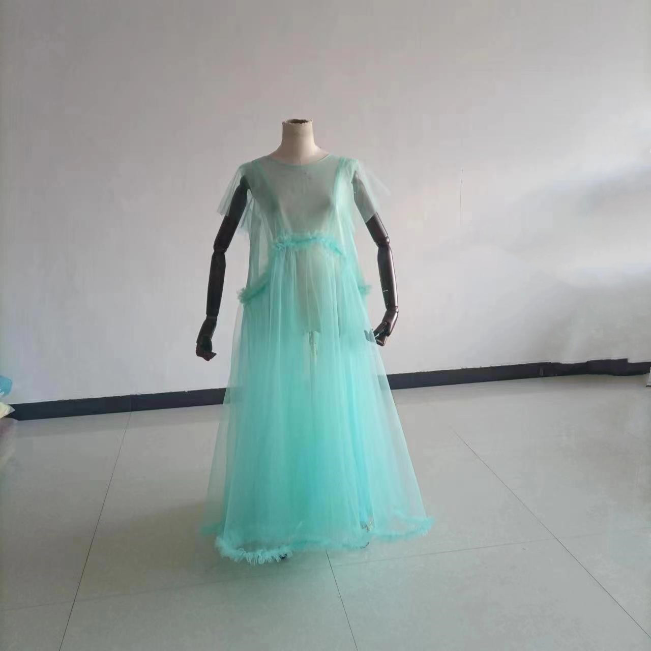 送料無料！ 高品質！ 妊婦ドレス マタニティ 写真撮影 シースルー ワンピース ソフトチュール オーダーメイド