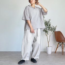 スプリットバックオープンカラーシャツ/グレー/知多木綿 ダブルガーゼ 7枚目の画像