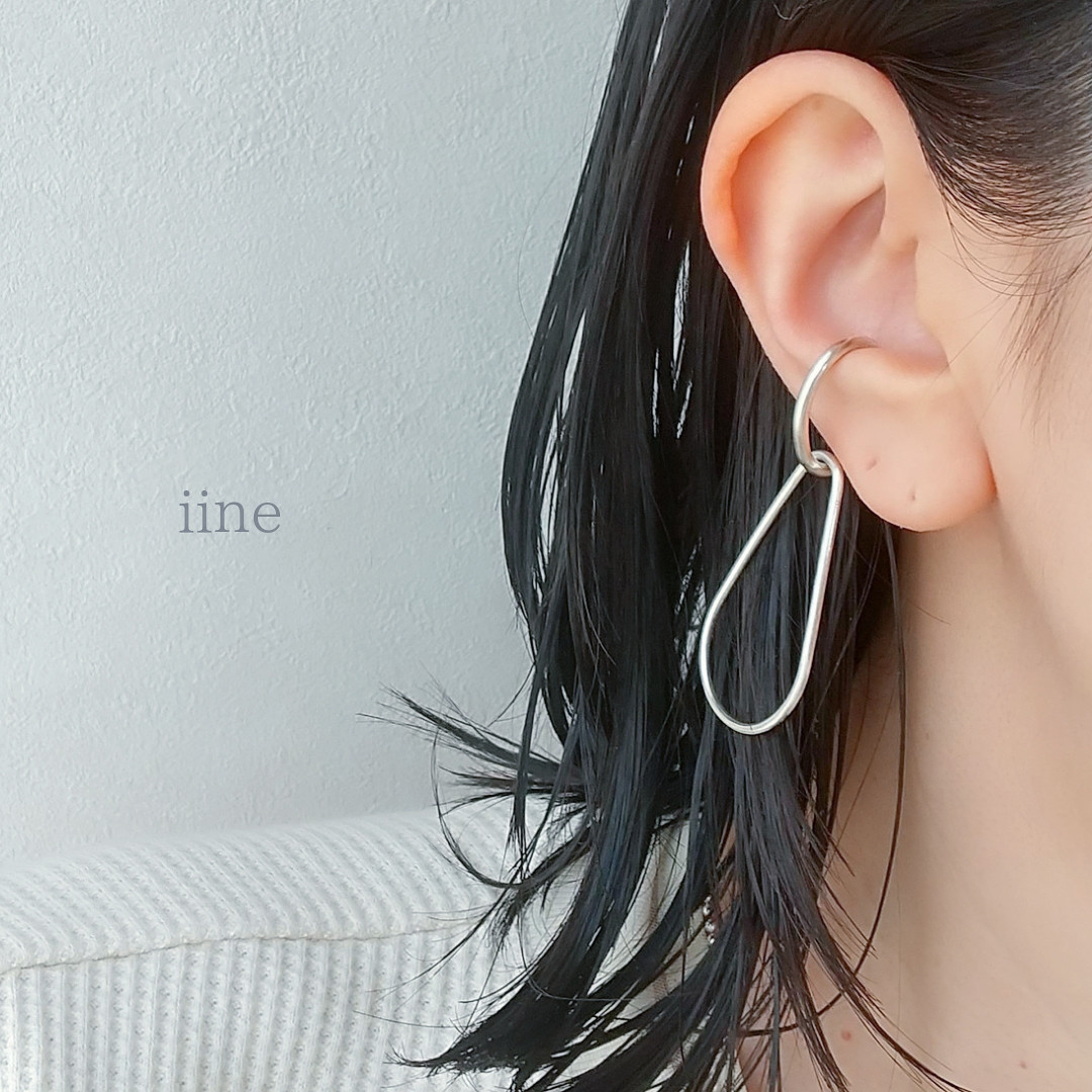 【silver950】着け方のアレンジ多数*軽くて揺れる*しずくイヤーカフ【両耳用】