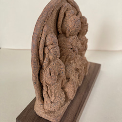 釈迦三尊像　焼物　陶製　台座付き 2枚目の画像