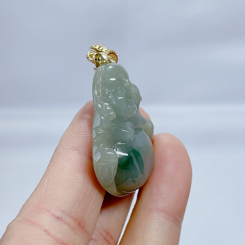 新入荷】本翡翠保証‼️天然A貨本翡翠 布袋様ペンダントトップ 漂花中号