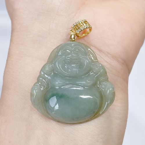 翡翠布袋 購入 K18 ミャンマー産純天然A貨本翡翠布袋様弥勒仏