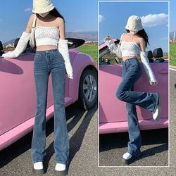 レディース フレアパンツ レディース ベルボトム ブーツカット 春 夏 秋 冬 デニムパンツ フレア ストレッチパンツ 13枚目の画像