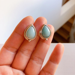 アマゾナイトシルバーピアス☆silver950✶amazonite＊ペアシェイプしずく型 5枚目の画像