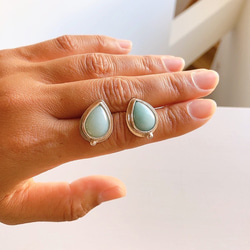 アマゾナイトシルバーピアス☆silver950✶amazonite＊ペアシェイプしずく型 1枚目の画像