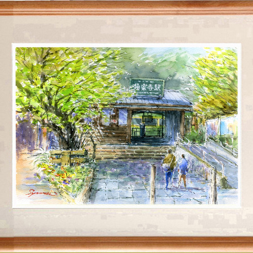 菖蒲　水彩画　原画 水彩画原画 湘南片瀬海岸の風景 ＃687 | iichi 日々の暮らしを心地よく
