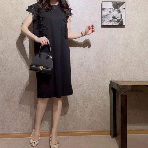 新作♡2カラー肩花レースワンピースチュニック クロシェ デニム