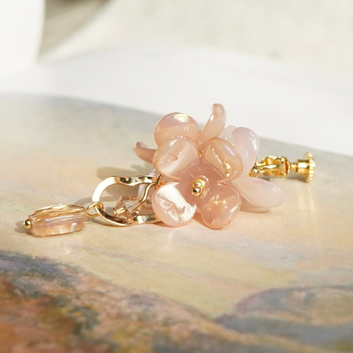 キラキラ イヤリング ピアス ピンク オレンジ オーロラ クリア