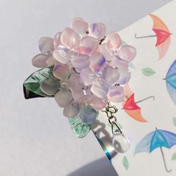 紫陽花と梅雨のコサージュ　ヘアクリップ付きブローチピン　幻の紫グラデーション 5枚目の画像