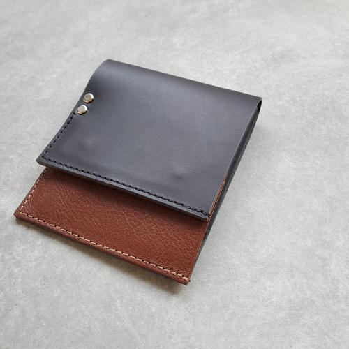 オーダー品　コンパクト財布　ナチュラル 本革縦お札を折らないコンパクトウォレット ミニ財布（受注制作