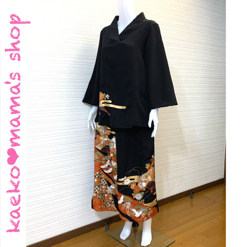 □フォーマルワンピース□黒留袖☆和モダン（着物リメイク）39 着物  