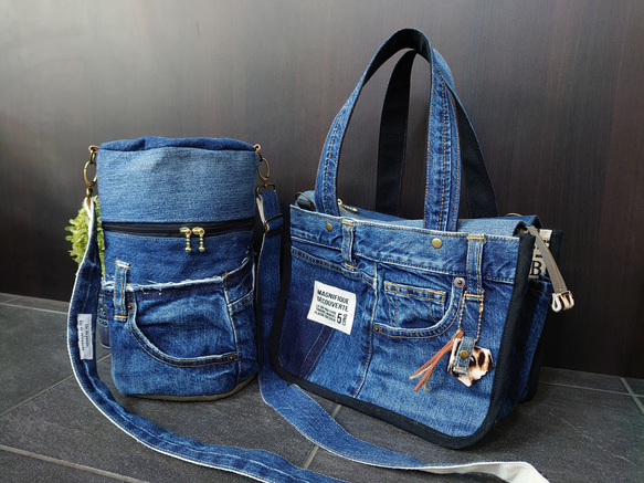 No223【DENIM✖️VANITY BAG❤️】デニムリメイクショルダーバッグ 2枚目の画像