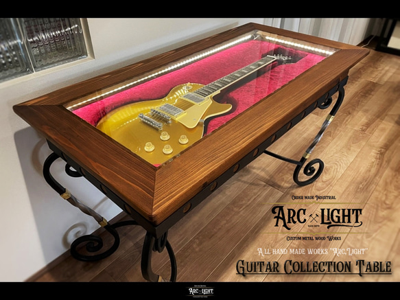 ※受注生産※　ギターコレクションテーブル　(レッグ.A/フレーム.A/インナー.A)　Gibsonレスポール用　1点物 1枚目の画像
