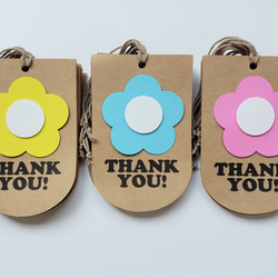 【色が選べる】お花 ”THANK YOU！” ギフトタグ ６枚 1枚目の画像