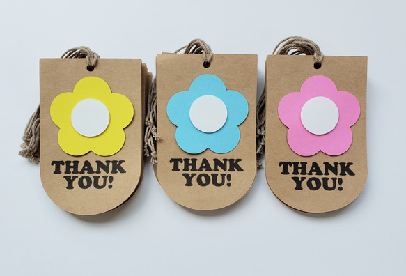 【色が選べる】お花 ”THANK YOU！” ギフトタグ ６枚 1枚目の画像