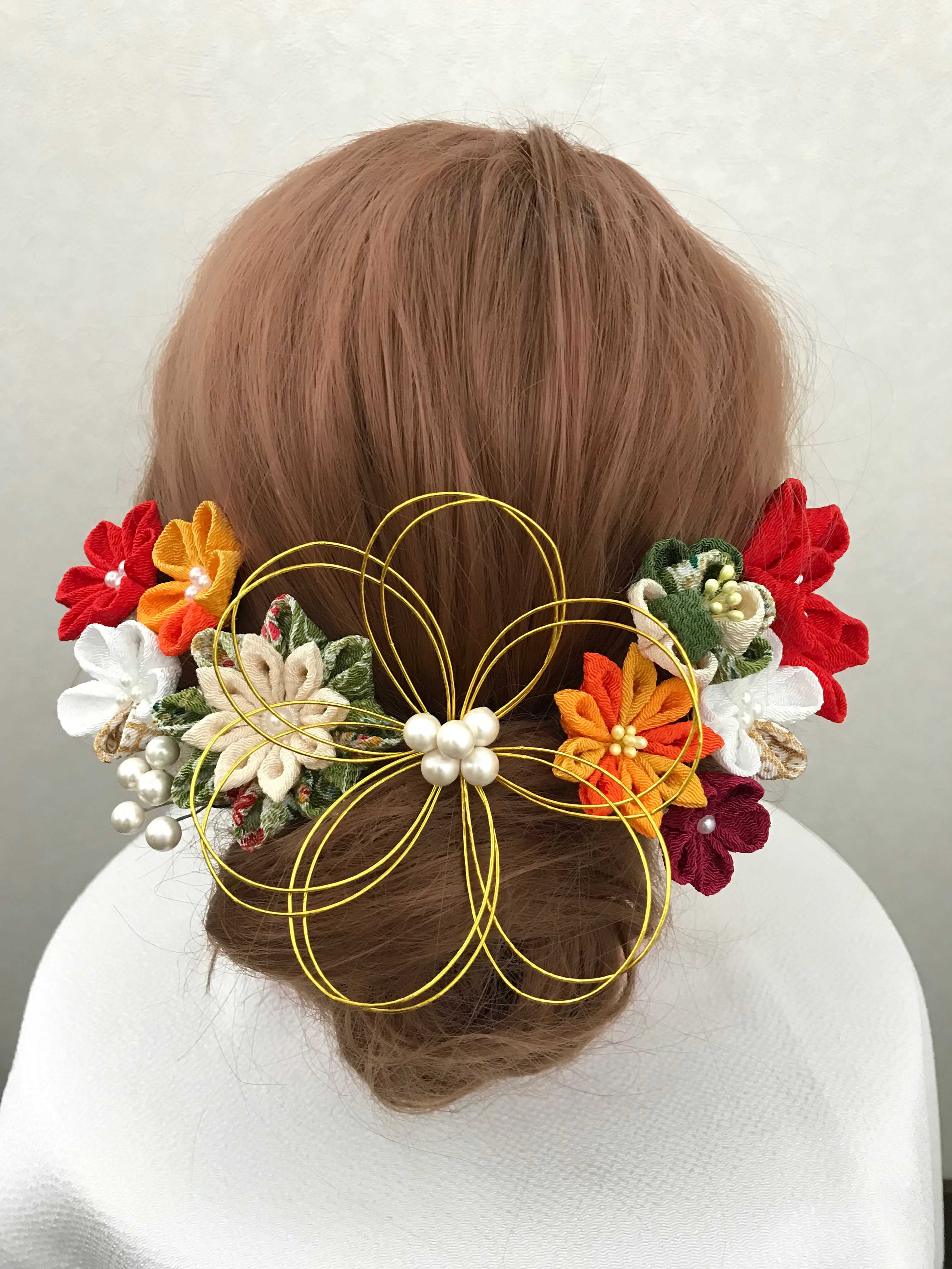 振袖 髪飾り 成人式 和装 袴 着物 つまみ細工髪飾り ✩古典モダン