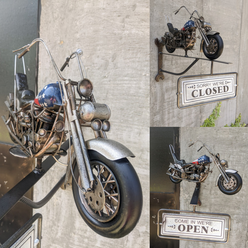 アメリカンバイク バイク屋 壁掛け看板 OPEN&CLOSED サインボード 