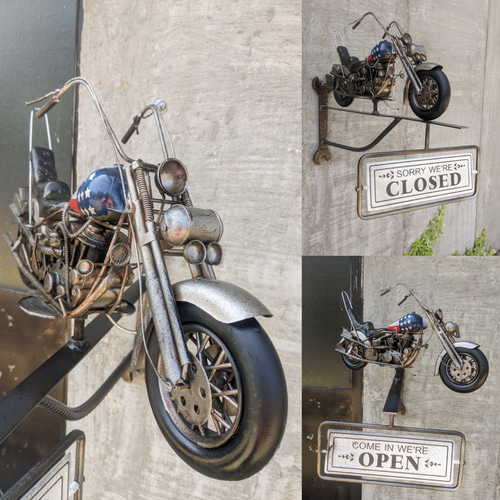 アメリカンバイク バイク屋 壁掛け看板 OPEN&CLOSED サイン アメリカンバイク バイク屋 壁掛け看板 OPEN&CLOSED サイン