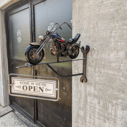 アメリカンバイク  バイク屋 壁掛け看板  OPEN&CLOSED サインボード  #スパナ ブラケット  #ハーレー 1枚目の画像