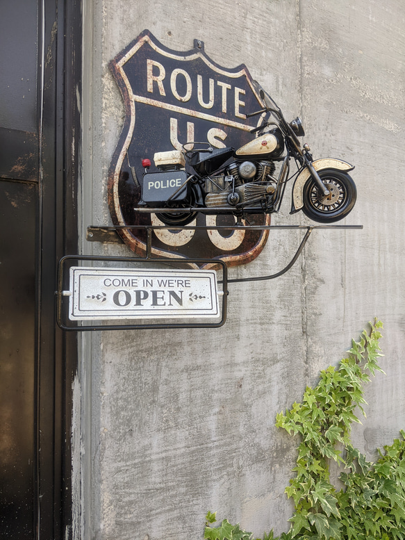 アメリカンヴィンテージ バイク屋 壁掛け看板 OPEN&CLOSED 什器