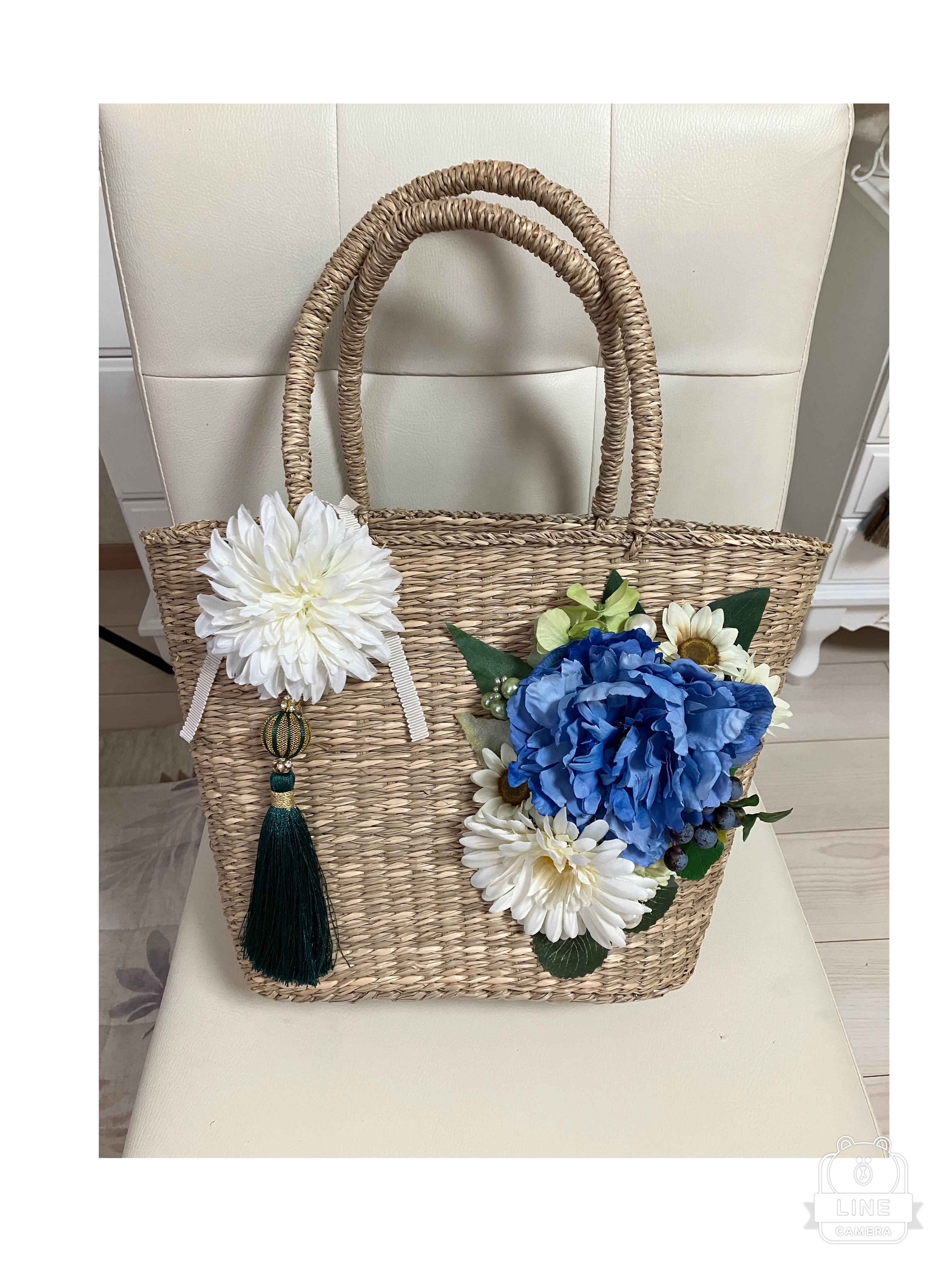 COACH かごバッグ フラワー装飾