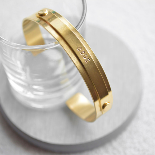 刻印無料】IDバングル｜真鍮 ゴールド ブラス 太め メンズ レディース