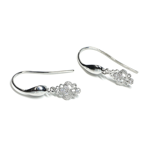 新作品 [2 件] 民族設計銀連接器 NF 與精緻的 4 粒方晶鋯石 第3張的照片