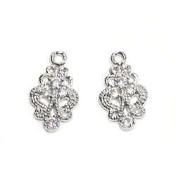 新作品 [2 件] 民族設計銀連接器 NF 與精緻的 4 粒方晶鋯石 第1張的照片