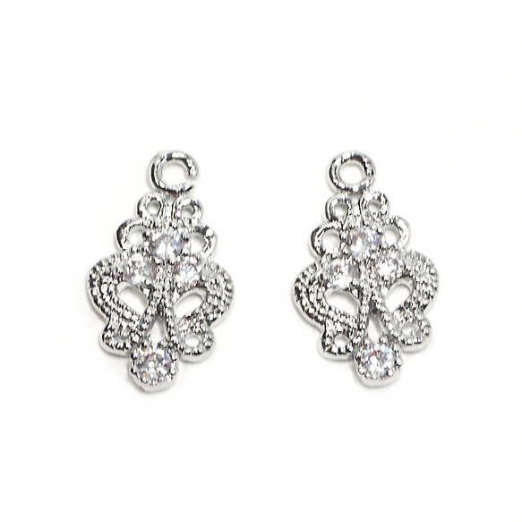 新作品 [2 件] 民族設計銀連接器 NF 與精緻的 4 粒方晶鋯石 第1張的照片