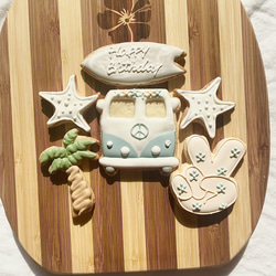 【ブルー】70's LOVE &PEACEアイシングクッキー6点セット 1枚目の画像