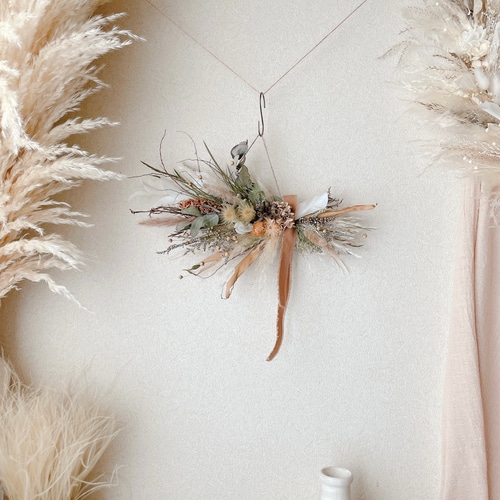 横向きスワッグ ナチュラル ドライフラワー 横長スワッグ スワッグ