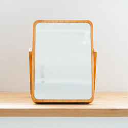 木製卓上ミラーPLAIN(プレーン) 鏡 かがみ カガミ メイク 木目 ナチュラル パイン材 3枚目の画像