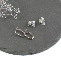 silver/2way hoop earrings シルバー　ピアス　シンプルアクセサリー　 6枚目の画像