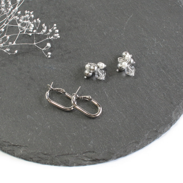 silver/2way hoop earrings シルバー　ピアス　シンプルアクセサリー　 6枚目の画像