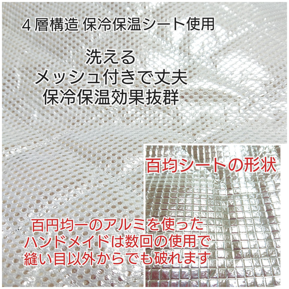 【再販不可】洗える保冷保温ランチバッグ 北欧お野菜オクラ柄/ 保冷バッグ ペットボトルも一緒に入れられ便利です 3枚目の画像