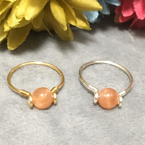 感受性を高める】宝石質サン&ムーンストーンのワイヤーリング