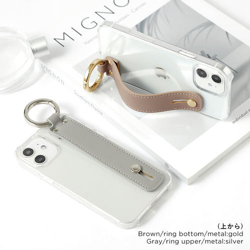 クリア 全機種対応 ハンドベルト スマホケース リング iPhone