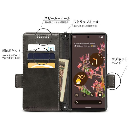 Google Pixel 7a レザーケース 手帳型 black スマホケース Google Pixel 7a レザーケース 手帳型 black スマホケース