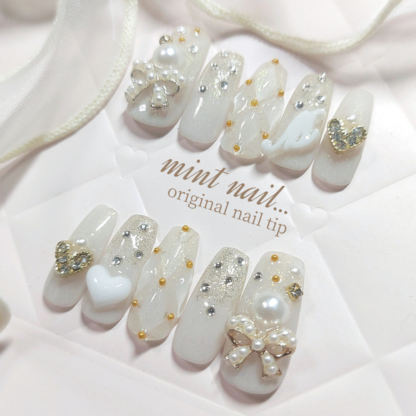 No．33♡ネイルチップ 韓国 韓国ネイル ピンク ガーリー 成人式 前  