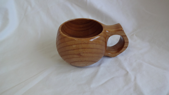 ケヤキの一木彫りコーヒーカップ 3枚目の画像