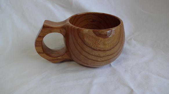ケヤキの一木彫りコーヒーカップ 5枚目の画像