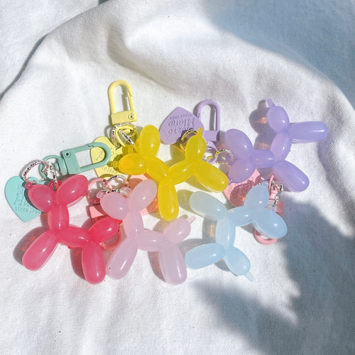 キャンディー カラー バルーン プードル キーホルダー パステル