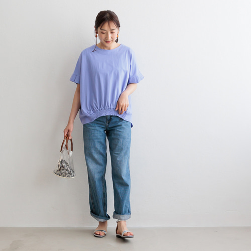 【SANDRO】タグ付き　シャーリングトップス 全4色】後ろスリットデザイン 裾シャーリング トップス