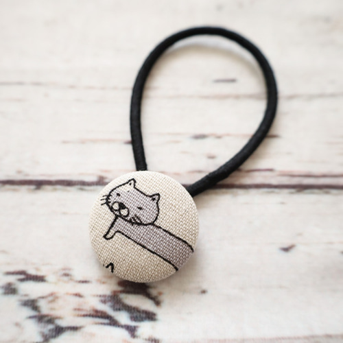 ねこのヘアゴム くるみボタン ヘアゴム ギフト プレゼント 猫 CAT