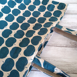 りんごドット　軽くて洗えるエコバッグ　レトロブルー　コットン　サブバッグ 8枚目の画像