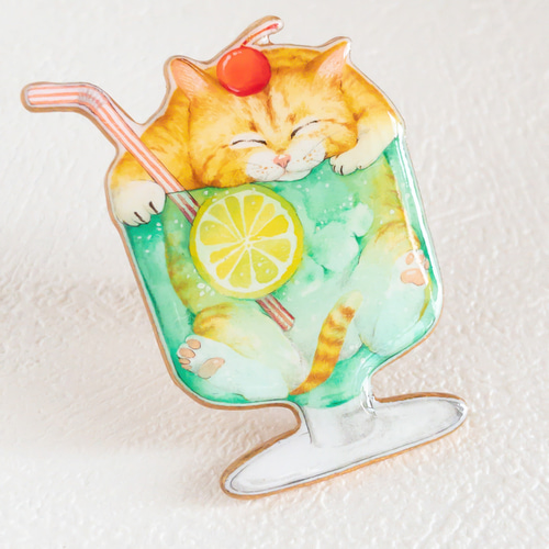 No.2  猫のブローチ・レジン・スカーフピン