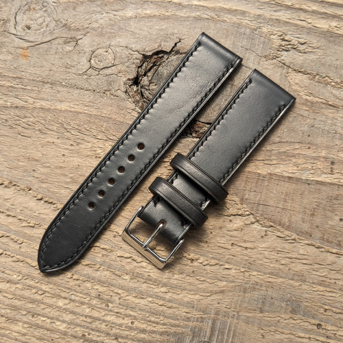 IWC 尾錠とクロムエクセルレザーストラップ ホーウィン クロムエクセルレザー ブラック｜フルステッチ時計ベルト