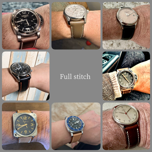 ホーウィン クロムエクセルレザー ブラック｜フルステッチ時計ベルト